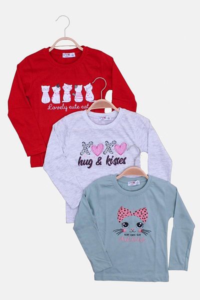 FYK COLLECTİON Комплект от 3 основни суитшърта за момичета