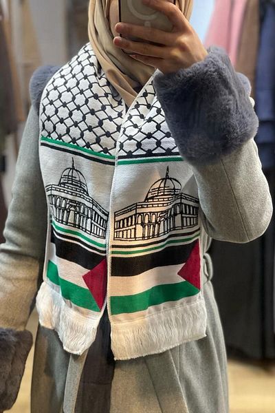FLORA TEKSTİL Quality Palestinian Flag Scarfs Shawl Foulard one size FLR23123