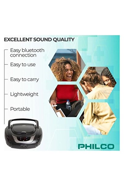 Philco PJB2120BT-BK CD/MP3/Fm/Usb/Aux Bluetooth Boombox Müzik Seti Siyah