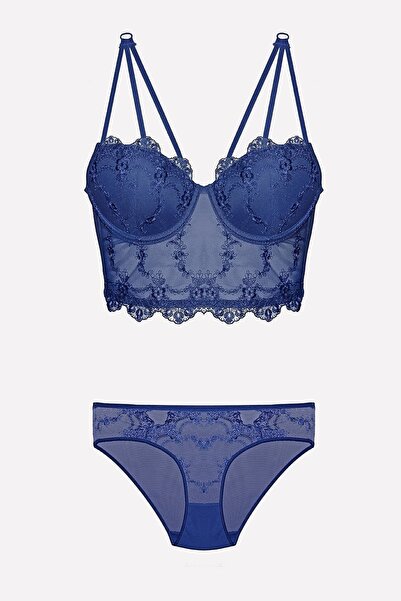 Nurteks Set de chiloți cu bustieră susținut albastru bleumarin de sezon nou