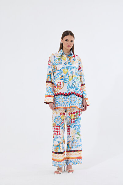 Bohai Design Tasarım Saten Pantolon Gömlek Alt-Üst Takım