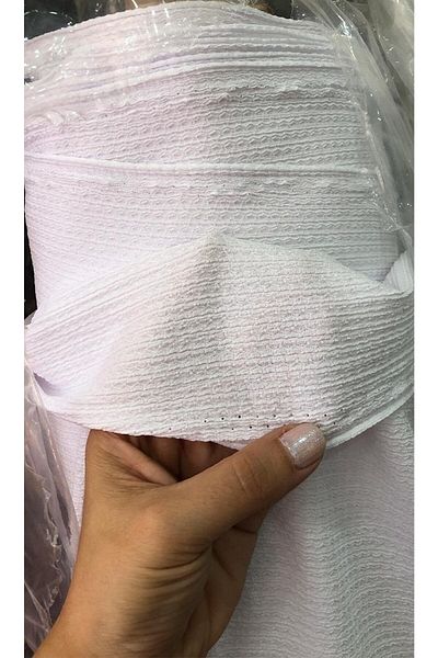 turkanlarhome Knitted Bürümcük Fabric Lycra Double White (Crop-blouse-trousers-dress etc.)