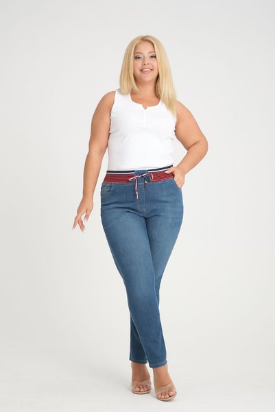 SERRA BÜYÜK BEDEN Bel Ribana Detailed Stretch Pants