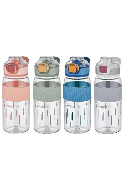 Vagonlife 550 ml Desenli Silikon Gövde Kilitlenebilir Kapaklı Polikarbon Sulu...
