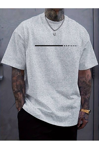 NO 601 Ανδρικό μπλουζάκι σε γκρι Oversize ριγέ
