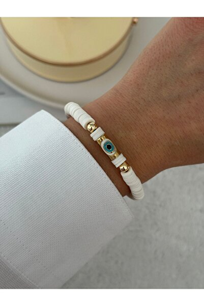 HERCY Nazar Boncuklu Beyaz Fimo Bileklik