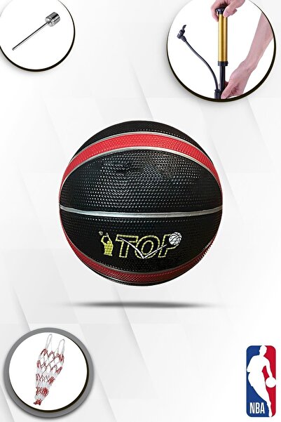 Hsport Prof. Maç/antreman Kaymaz Kauçuk Iç/dış Saha Uygun 7 Numara Basketbol Topu + File,şişirme Iğnesi,pom