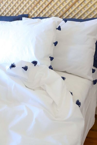 Tekstil Home Set cuvertură dublă cu ciucuri 100% bumbac albastru bleumarin Noul sezon