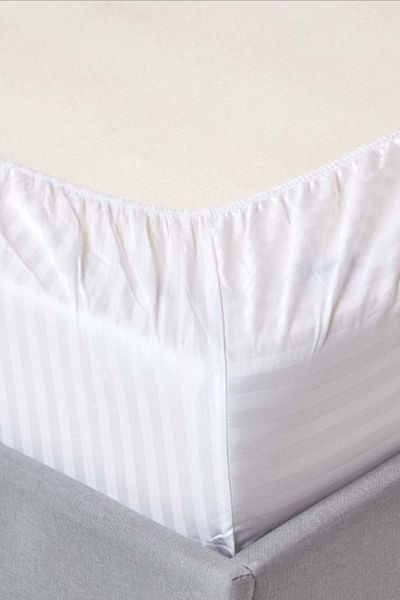 Tekstil Home Luxury Hotel Series Striped White Cotton Satin Elastic Sheet Set Double King Size 180x200 Size.