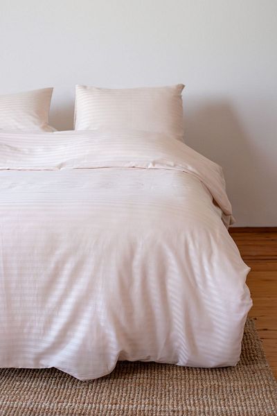 Tekstil Home Luxury Hotel Series Μονό Εφαρμοσμένο Σεντόνι Ριγέ Βαμβακερό Σατέν Παπλωματοθήκη Πέτρα Χρώμα