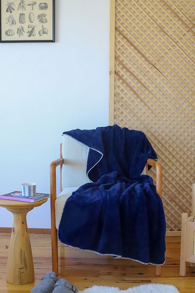 Tekstil Home Pătură TV Wellsoft cu două fețe, 100x170 cm, cuvertură de canapea, fleece moale, moale, bleumarin