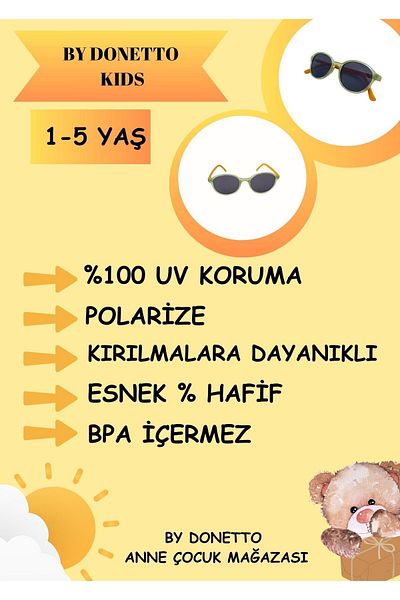 By Donetto New-unisex (1-5 Years) 100% UV Protection Polarized Green Yellow Children's Sunglasses