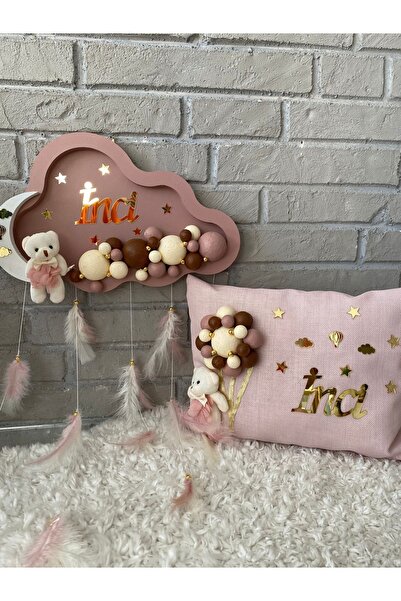 NeşeliAtölyem Ledli Bubble Bebek Kapı Süsü Yastık Set Hastane Doğum Odası