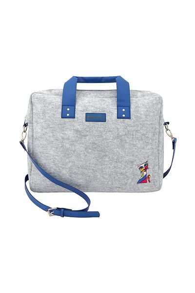 Biggdesign Owl and City Laptop Tasche, Schultertasche aus Filz, Grau