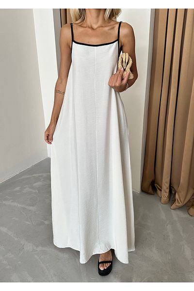 Laluvia Μαύρο Maxi Strap Φόρεμα - Φυσικό