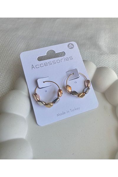 DEMOKAN Stone Colored Polygonal Beaded Women's Earrings