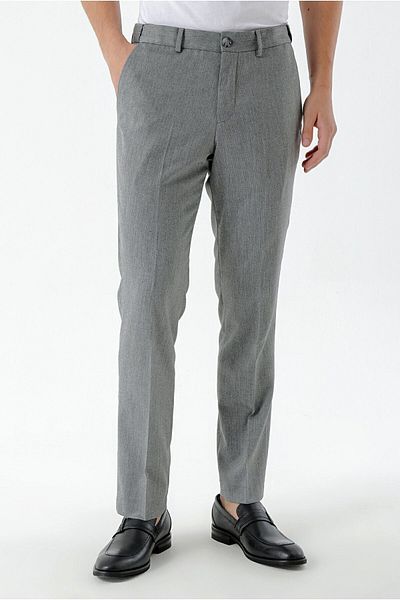 Morven Men's Gray Polyviscon Trend Patterned Dynamic Fit Classic Trousers