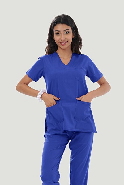 Artra Medical Giyim Likralı Core-Flex Scrubs Cerrahi Nöbet Takım - Saks Mavi