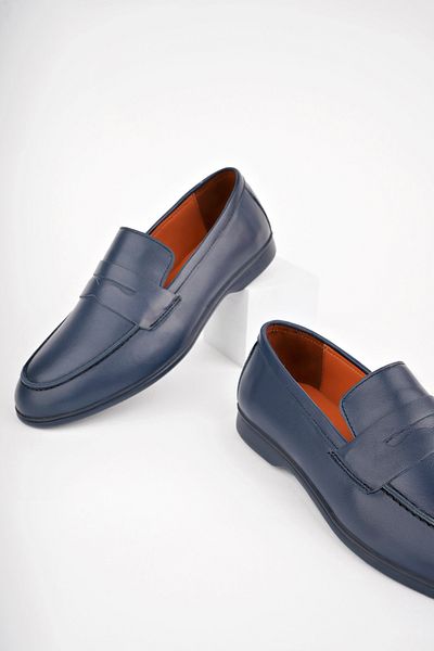 Deripabuc Navy Blue Genuine Leather Men's Casual Shoes - Mrd25-0530-l