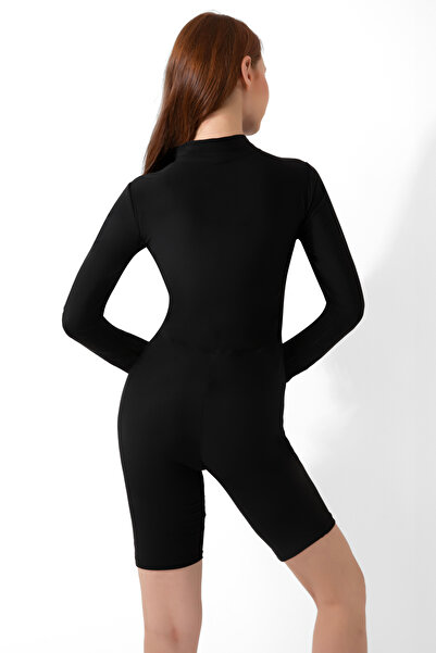 myfirstsea Uzun Kol Yarım Fermuar Sörfçü Diz Üstü Taytlı Tek Parça Tulum Yüzücü Mayo Deniz Havuz Mayo