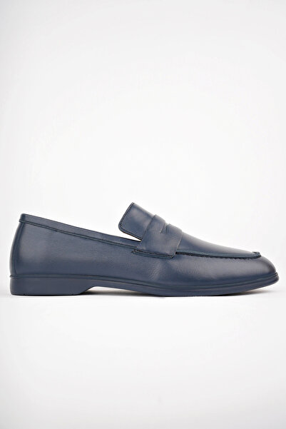 Deripabuc Navy Blue Genuine Leather Men's Casual Shoes - Mrd25-0530-l