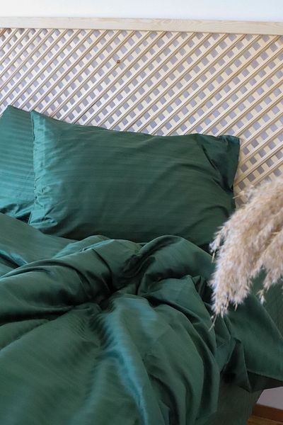 Tekstil Home Satenev Luxury Colorful Series Striped Cotton Satin Elastic Sheet Set 180x200 King Size Green