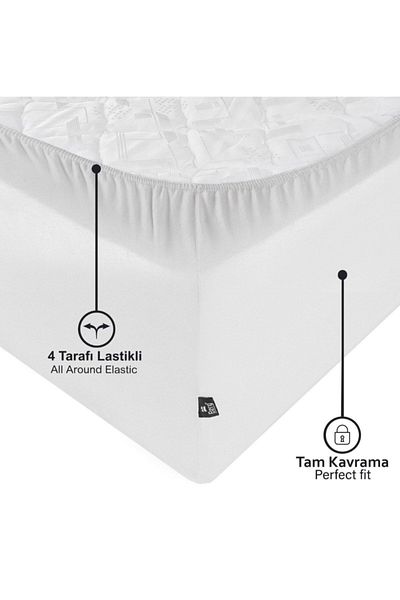Tekstil Home Single Plain White Elastic Fitted Sheet Set 100x200 Eb.63 Wire Cotton