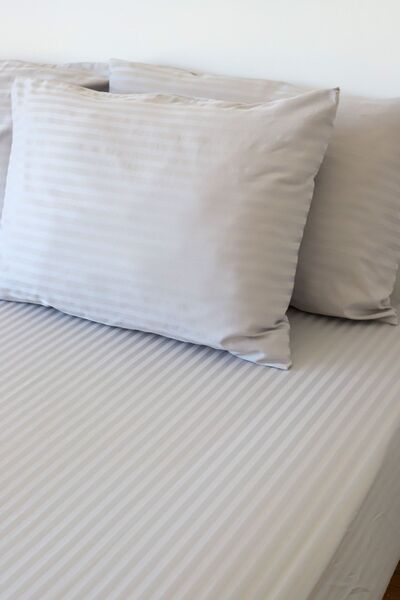 Tekstil Home 5 Star Luxury Hotel Type Double Elastic Striped Cotton Satin Duvet Cover Set 160x200eb Gray