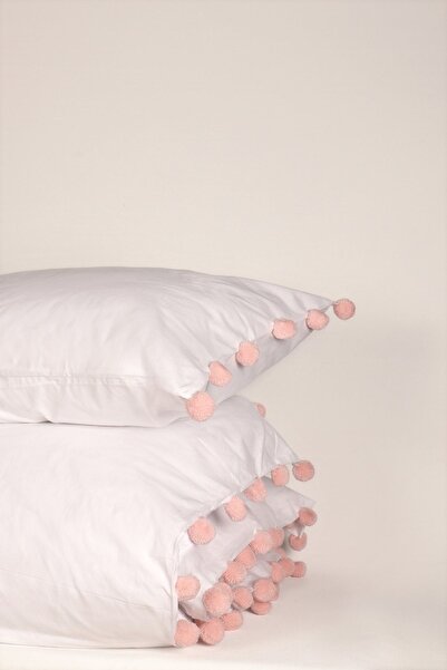 Tekstil Home Pink Pompom Single Duvet Cover Set Cotton Fabric Young Children's Room Design Retro