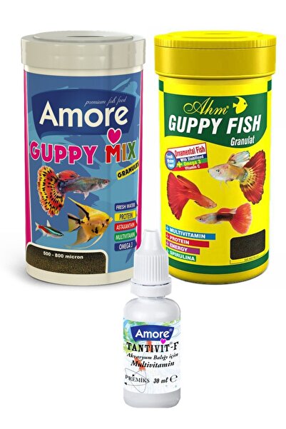 AMORE Guppy Tropikal Lepistes Moli Kılıç Melek Tetra Akvaryum Balık Yemi 2x25...