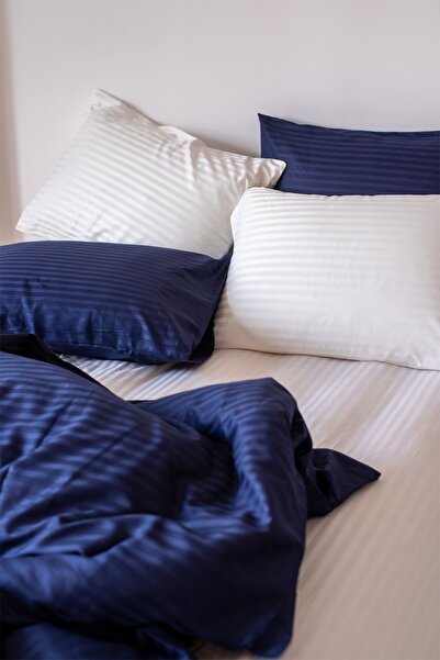 Tekstil Home مجموعة غطاء لحاف من الساتان القطني مزدوج اللون من Lux Cunda Hotel Series ملاءة مرنة 4 أكياس وسادات 160x200