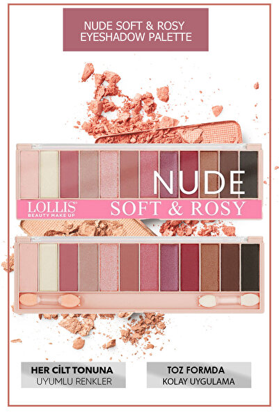 Lollis Nude Soft&rosy Eyeshadow Palette /nude Soft&rosy Far Paleti