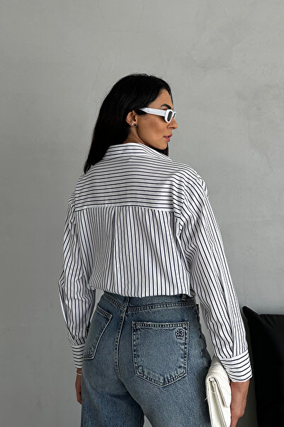 Ortaya Çık Πουκάμισο με λευκή ρίγα με κεντημένη καρδιά