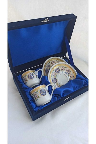 Nihal Süeda New Collection Double Porcelain Cup Set with Velvet Box