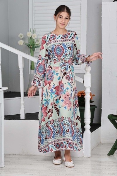 Asortik Kids Довга сукня хіджабу з бавовняної віскози для дівчинки