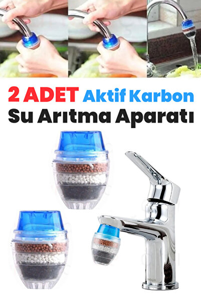GüncelÇarşı 2 ADET - 5 Katmanlı Musluk Başlığı Aktif Karbon Su Arıtma Aparatı...