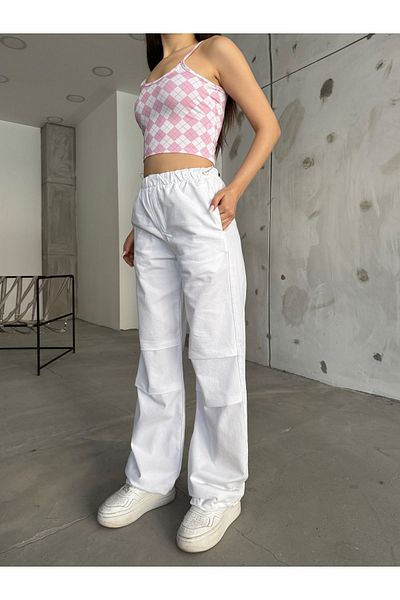 BİKELİFE Weiße Stopper-Fallschirmhose für Damen