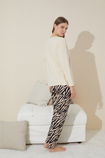 Siyah İnci Σετ Πυτζάμες Βαμβακερή Κρέμα - 24240089