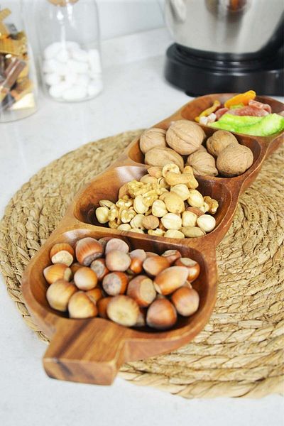 SepetçiBaba Acacia Snack Bowl - Set of 4 Compartments