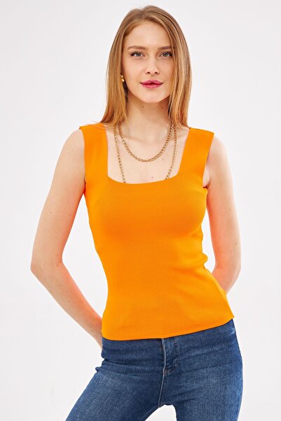 armonika Neon Orange Thick Strap Women's Blouse - ARM-23Y069001
