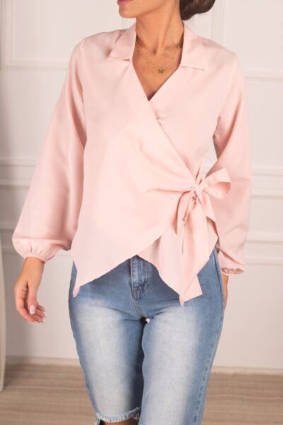 armonika Γυναικεία Πούδρα Μπλούζα Διπλό Γιακά ARM-22Y024025