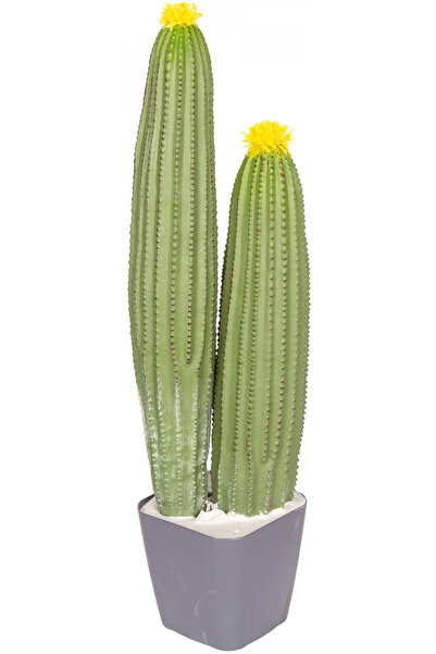 Herdekora Yapay Kaktüs Saksılı Sarı Çiçekli 58 Cm.