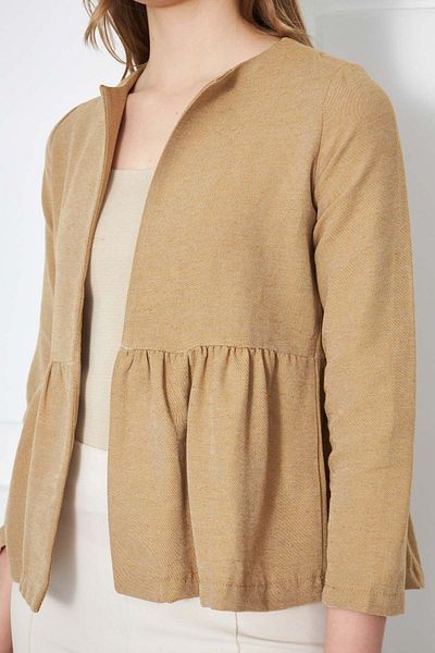 armonika Women's Camel Waist Drawstring Jacket ARM-22Y001034