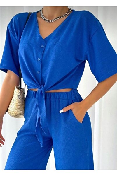 EGELİMODA مجموعة ملفوفة باللون الأزرق