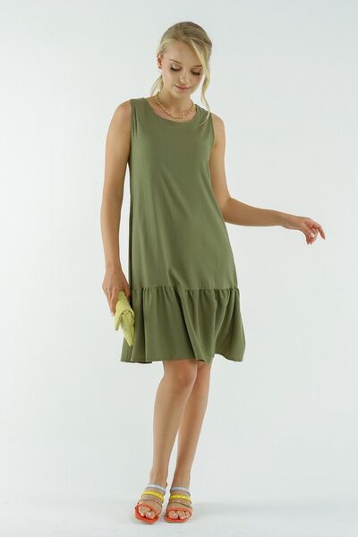 armonika Γυναικείο Φόρεμα Πράσινη Αμάνικη Φούστα Μπράτσο-18y001156