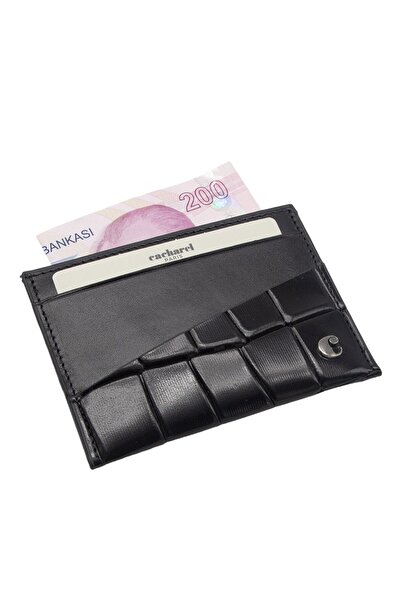 Cacharel Crocodile Leather Black Credit Card Holder - 1983B7K