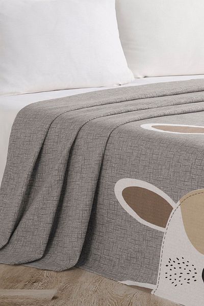 Eponj Home King 240x230cm Natural Pique Printed Bunny - Brown/Grey/Pink