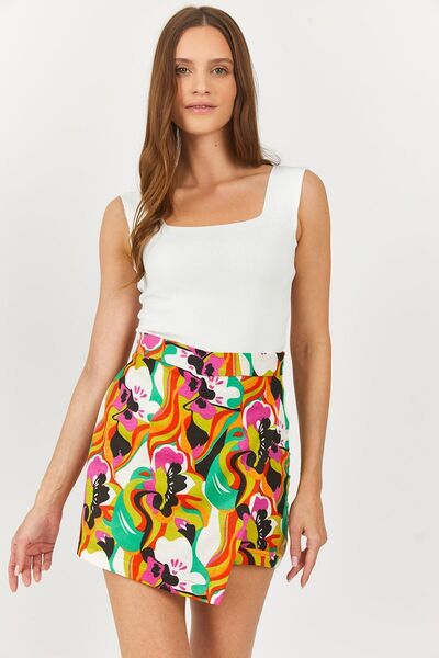 armonika Γυναικεία σορτς με πράσινο σχέδιο μπράτσο-23y001077