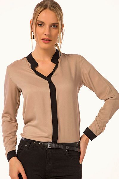 armonika Női bézs elöl csíkos ing ARM-18K001255