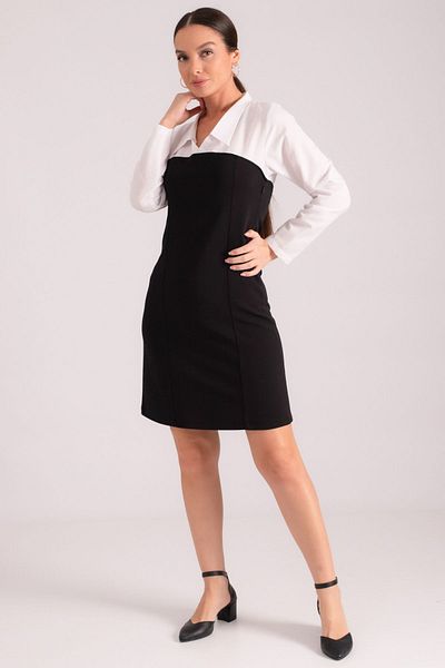 armonika Dámská černá košile na zip s detailními detaily bez ramínek ARM-24Y001008